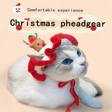 Christmas Tree Pet Head Cover Crocheted Hand-woven Cat Dog Hats Pets Products - WOMONA.COM