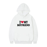 I Love My Boyfriend Print Hoodie Sweatshirt Pullover