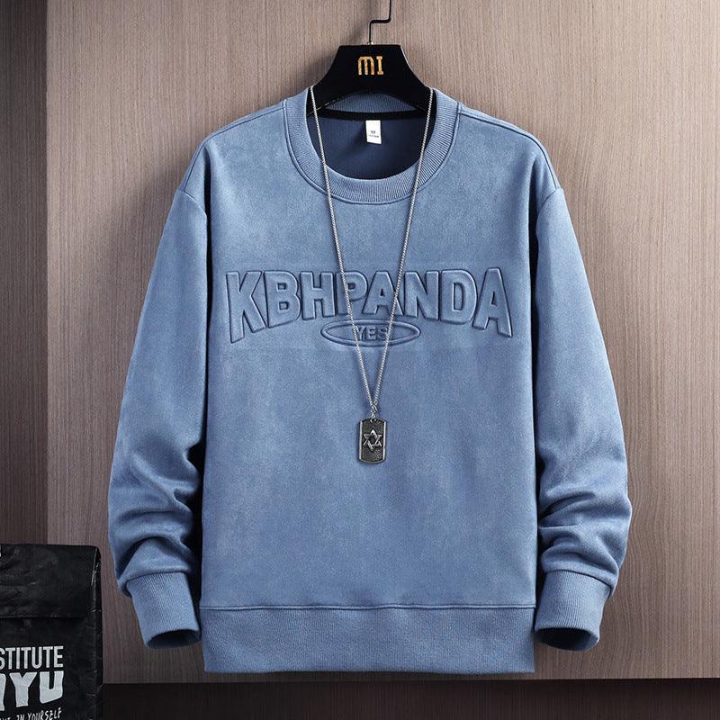 Suede Round Neck Sweater Loose Casual - WOMONA.COM