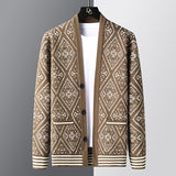 New Jacquard Cardigan V-neck Sweater Men