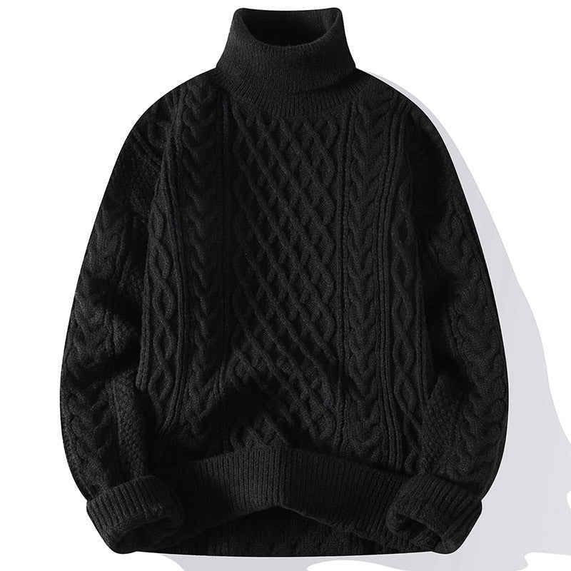 Vintage Jacquard Turtleneck Thick Sweater Men - WOMONA.COM