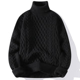 Vintage Jacquard Turtleneck Thick Sweater Men - WOMONA.COM