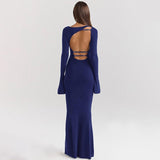 New Solid Color Fashion Backless Slim Fit Dress