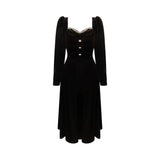 Velvet Dress Slim Fit Slimming French Gold Long Sleeve Dress - WOMONA.COM