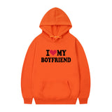 I Love My Boyfriend Print Hoodie Sweatshirt Pullover