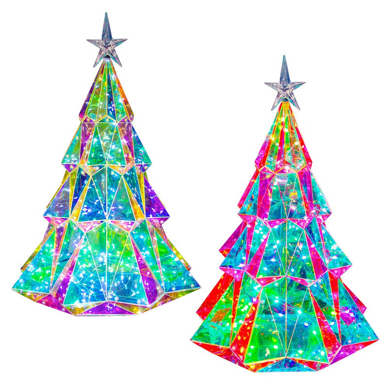 Colorful Christmas Tree Four-sided Diamond Luminous Decorative Ornaments - WOMONA.COM