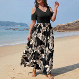 Fashion Personalized Floral V-neck Dress Women - WOMONA.COM