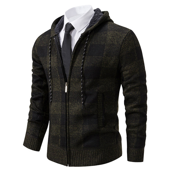 Men's Plaid Thickened Sweater Coat - WOMONA.COM