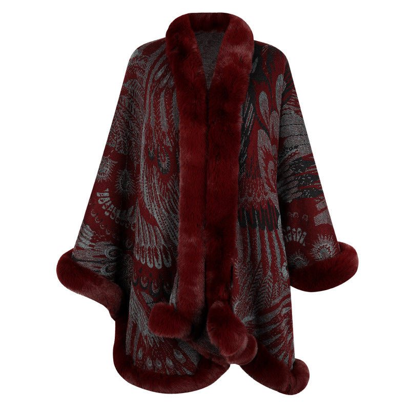 Aristolochia Ringens Knitted Cloak For Women Thickened Warm - WOMONA.COM