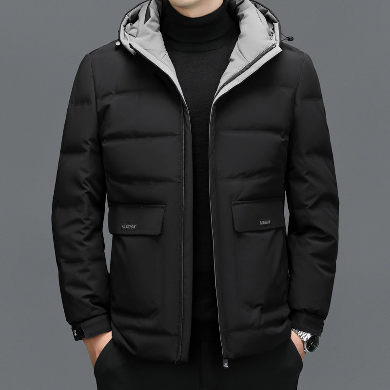 Thick Down Jacket Men's Short Detachable Hat Warm - WOMONA.COM