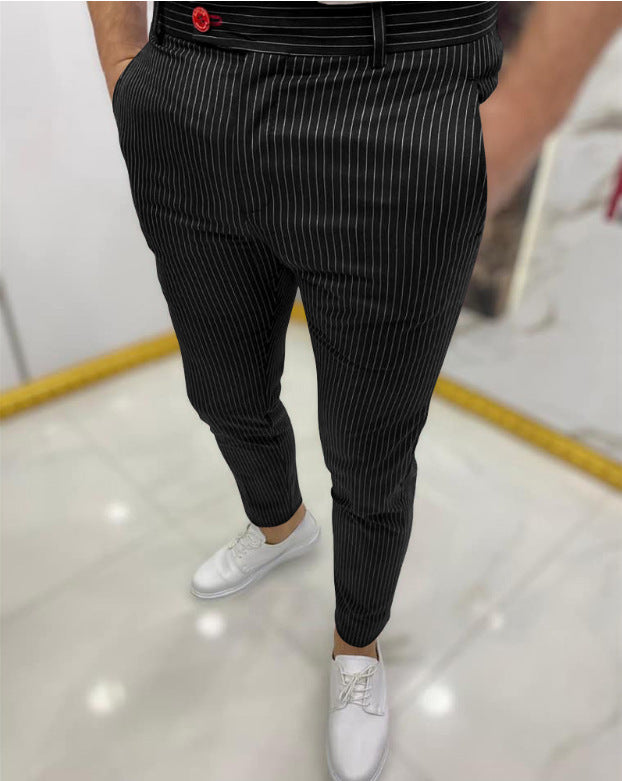 Thin Striped Slim Casual Pants Men - WOMONA.COM