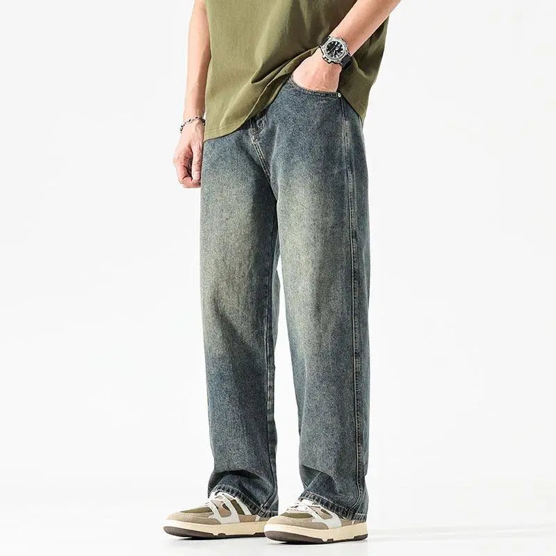 Men's Loose And Simple Solid Color Jeans - WOMONA.COM