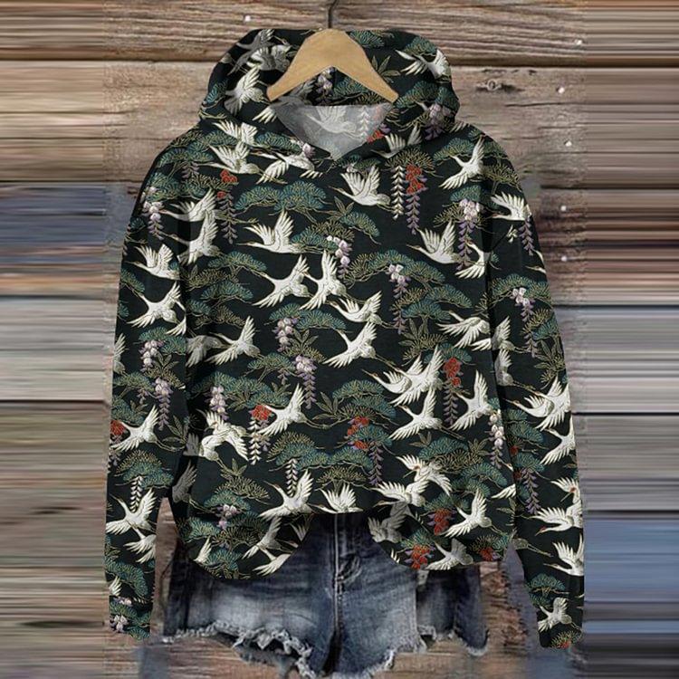 Mysterious Cat Art Print Stitching Hoodie Sweater - WOMONA.COM