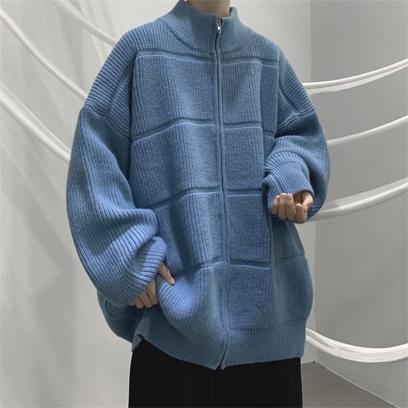 Men's Fashion Casual Solid Color Zipper Turtleneck Sweater - WOMONA.COM