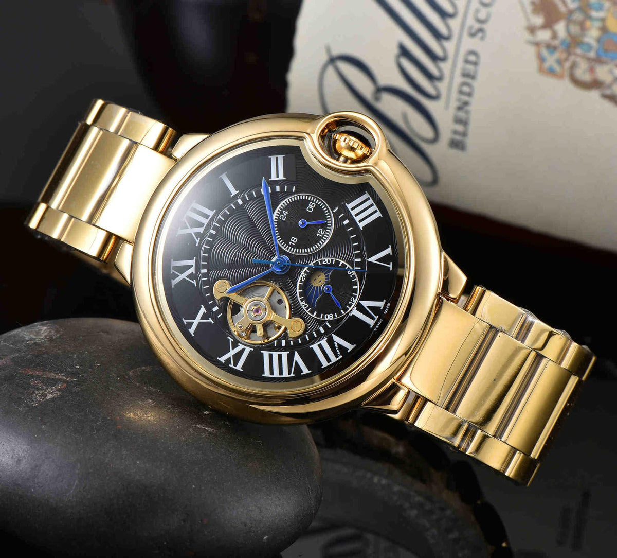 Men's Mechanical Oblique Flywheel Watch - WOMONA.COM
