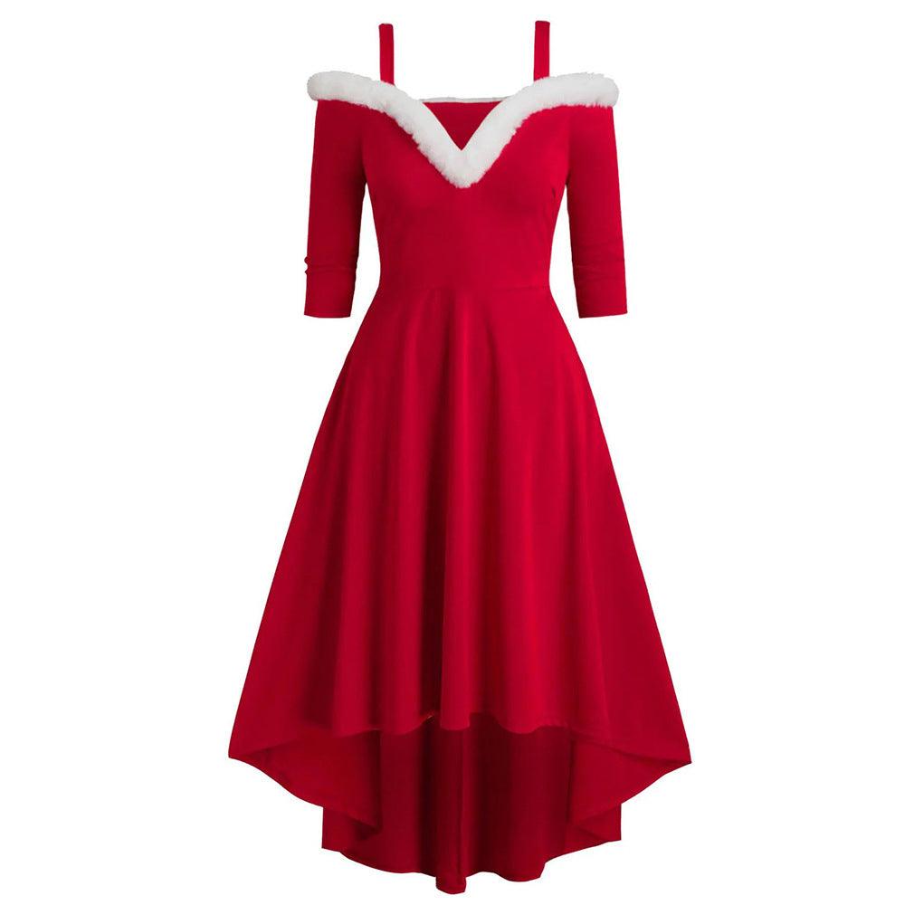 Women's Deep V Strapless Swing Dress - WOMONA.COM