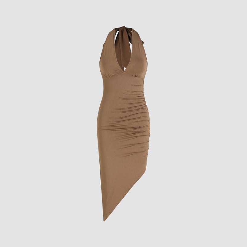 Solid Color Fashion Personality All-match Dress Women - WOMONA.COM