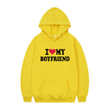 I Love My Boyfriend Print Hoodie Sweatshirt Pullover