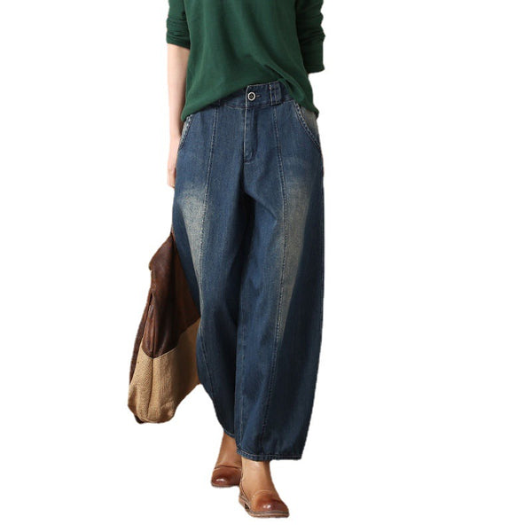 Lantern Jeans For Women Retro Wide Leg Casual - WOMONA.COM