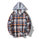 Men's Plaid Hooded Shirt Casual Shirt