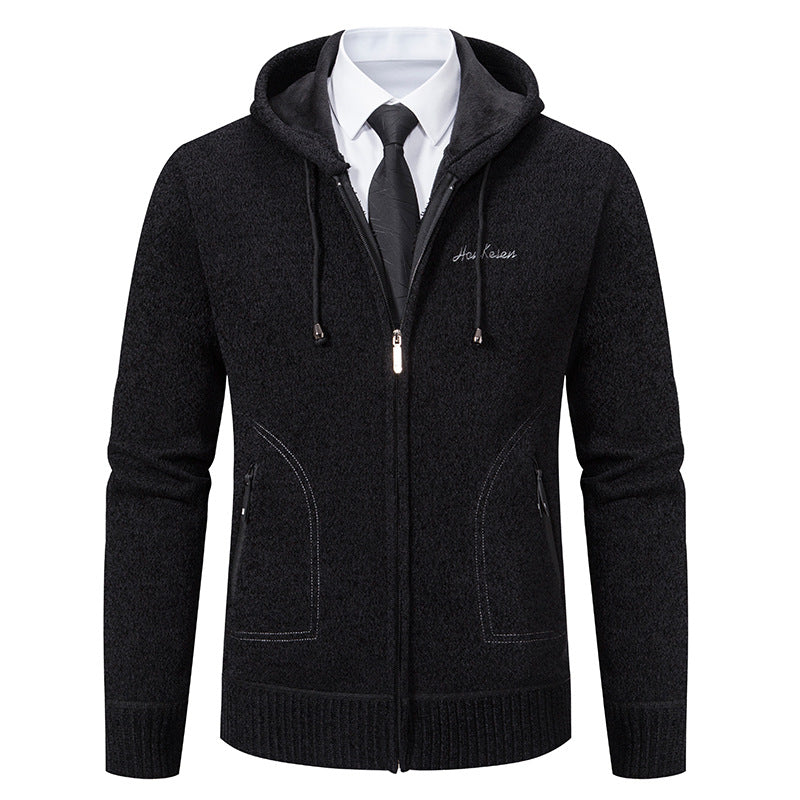 Men's Solid Color Sweater Cardigan Knitted Coat - WOMONA.COM