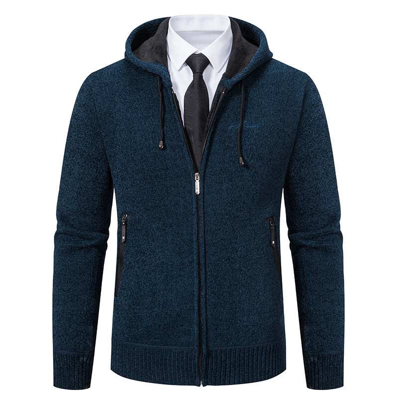 Men's Solid Color Sweater Cardigan Knitted Coat - WOMONA.COM