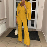 Women's Fashion Long Sleeve Small Suit Jumpsuit Two-piece Suit - WOMONA.COM