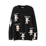 Funny Cartoon Little Bear Doll Men's Letter Sweater - WOMONA.COM