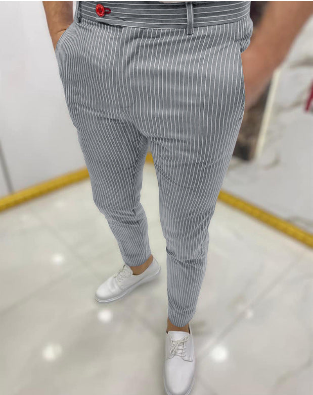 Thin Striped Slim Casual Pants Men - WOMONA.COM