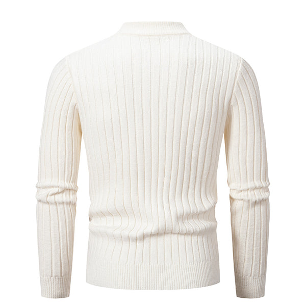 Men's Solid Color Stand Collar Sweater Sweater - WOMONA.COM