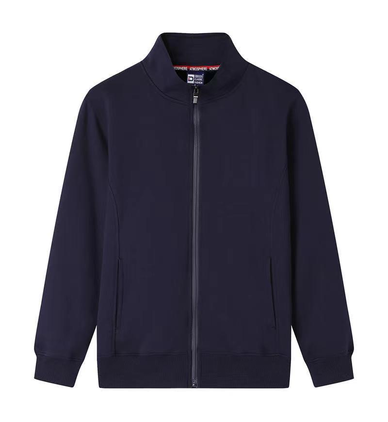Cotton Stand Collar Terry Sweater Thin Long Sleeve Casual Cardigan Coat - WOMONA.COM