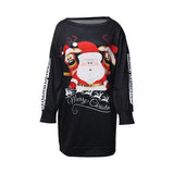 Santa Claus Printed Fashion Round Neck Sweaters Women's - WOMONA.COM