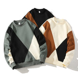 Men's Round Neck Sweater Spring Fashion Loose Breathable Stitching Long Sleeve