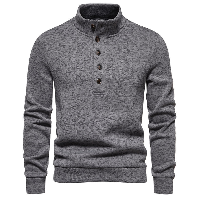 Men's Turtleneck Buttons Pullover Casual Loose - WOMONA.COM