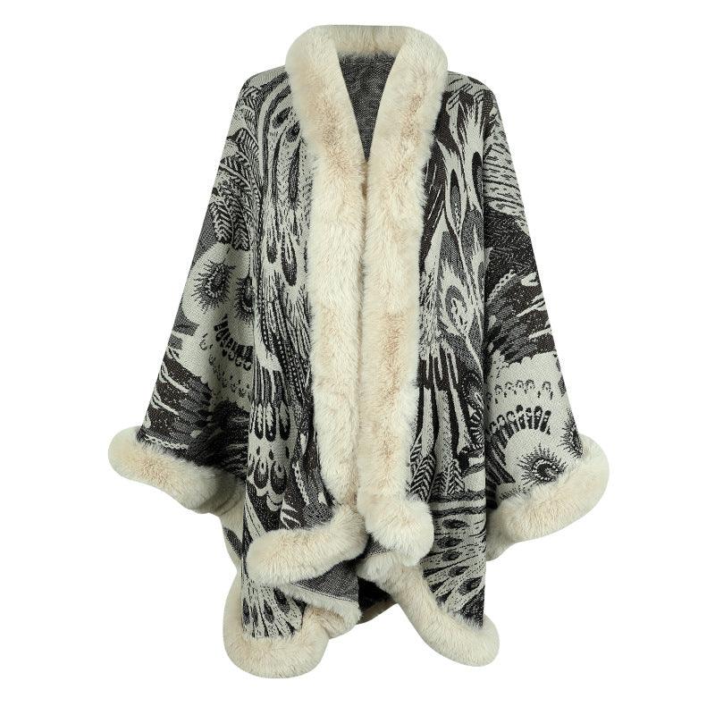 Aristolochia Ringens Knitted Cloak For Women Thickened Warm - WOMONA.COM