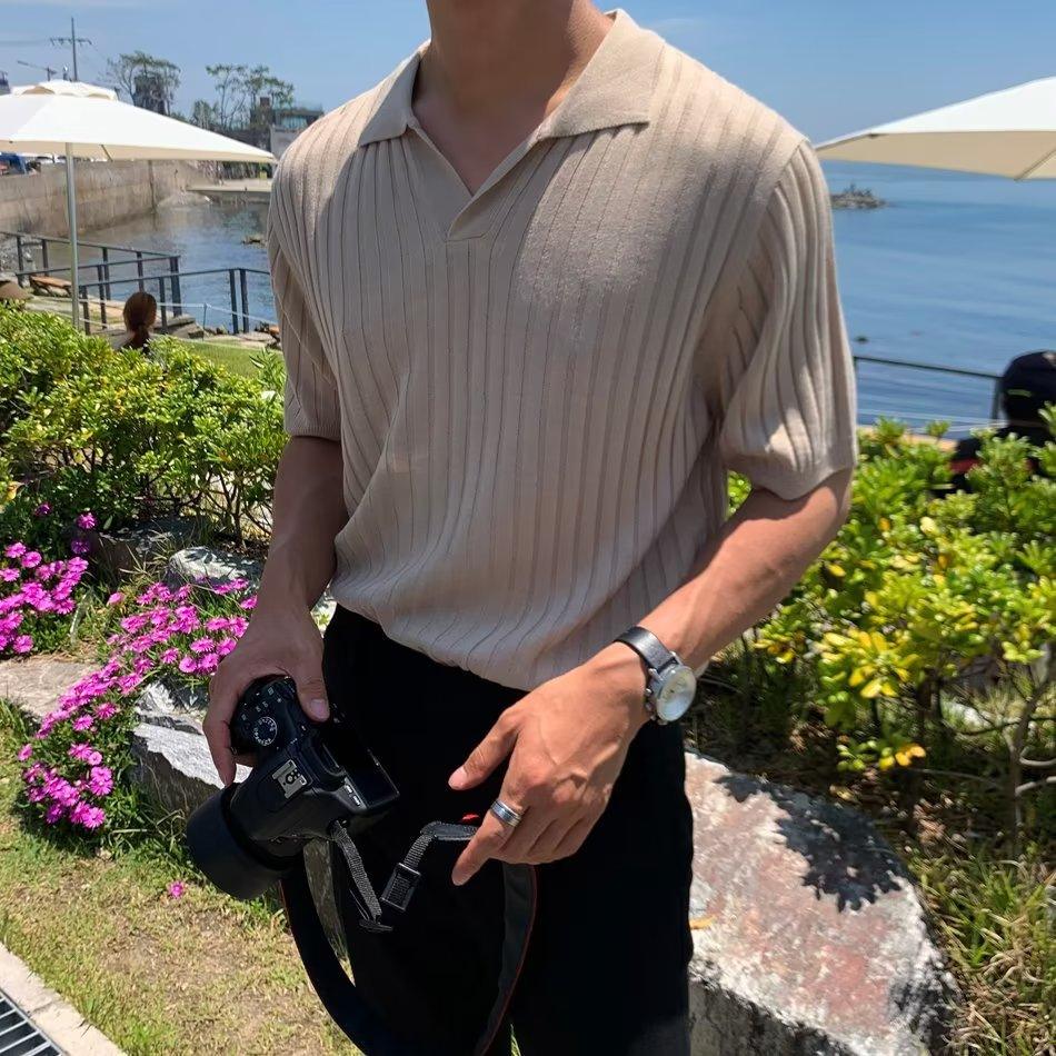 Summer Stripes Short Sleeve POLO Shan Men's - WOMONA.COM