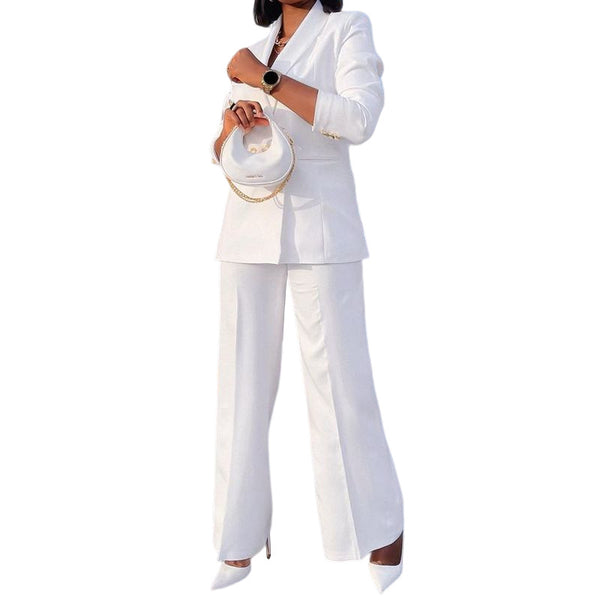 Lady Temperament Casual Small Suit Wide Leg Pants Suit - WOMONA.COM