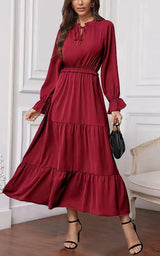 Summer Solid Color Long Sleeve Women Dress Ladies - WOMONA.COM