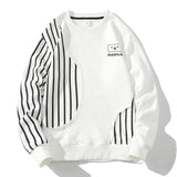 Loose Sports Long-sleeved T-shirt Patchwork Stripes Printed Men's Clothing Round-neck Sweater