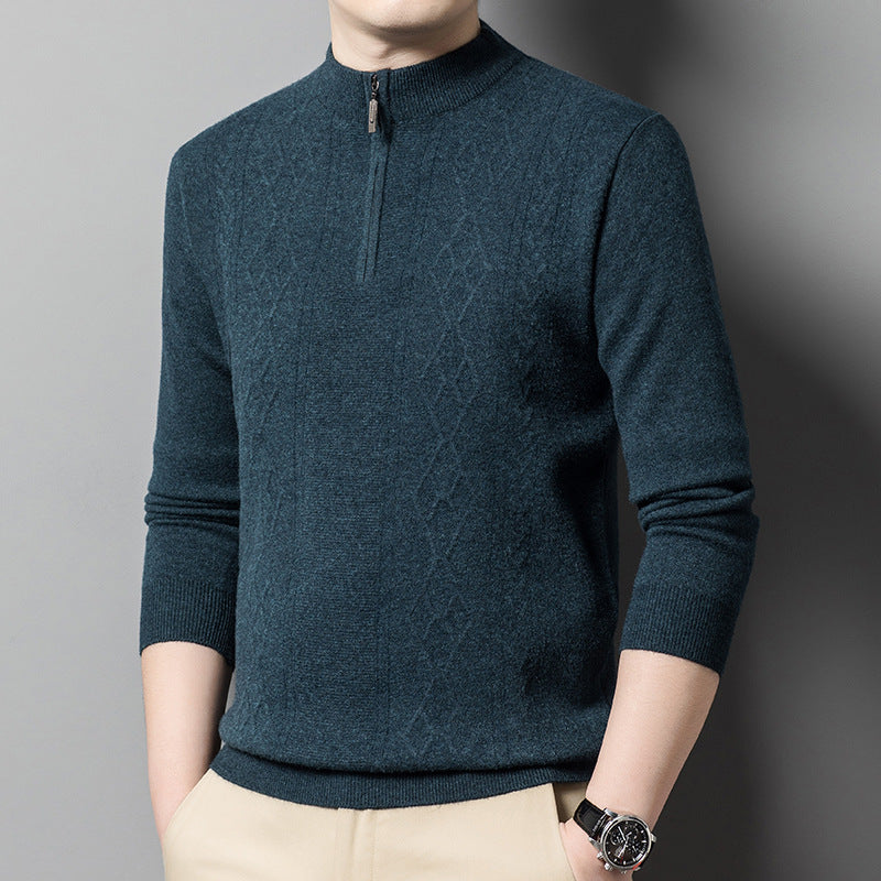 Thick Sweater Men's Half Turtleneck Zipper - WOMONA.COM