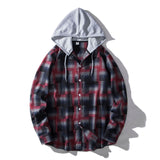 Men's Plaid Hooded Shirt Casual Shirt