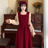 Long Sleeve Dress Women's Lace Up Slimming Elegant - WOMONA.COM