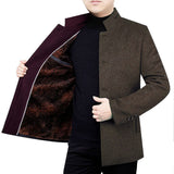 Middle-aged Men's Woolen Coat Velvet Stand - WOMONA.COM