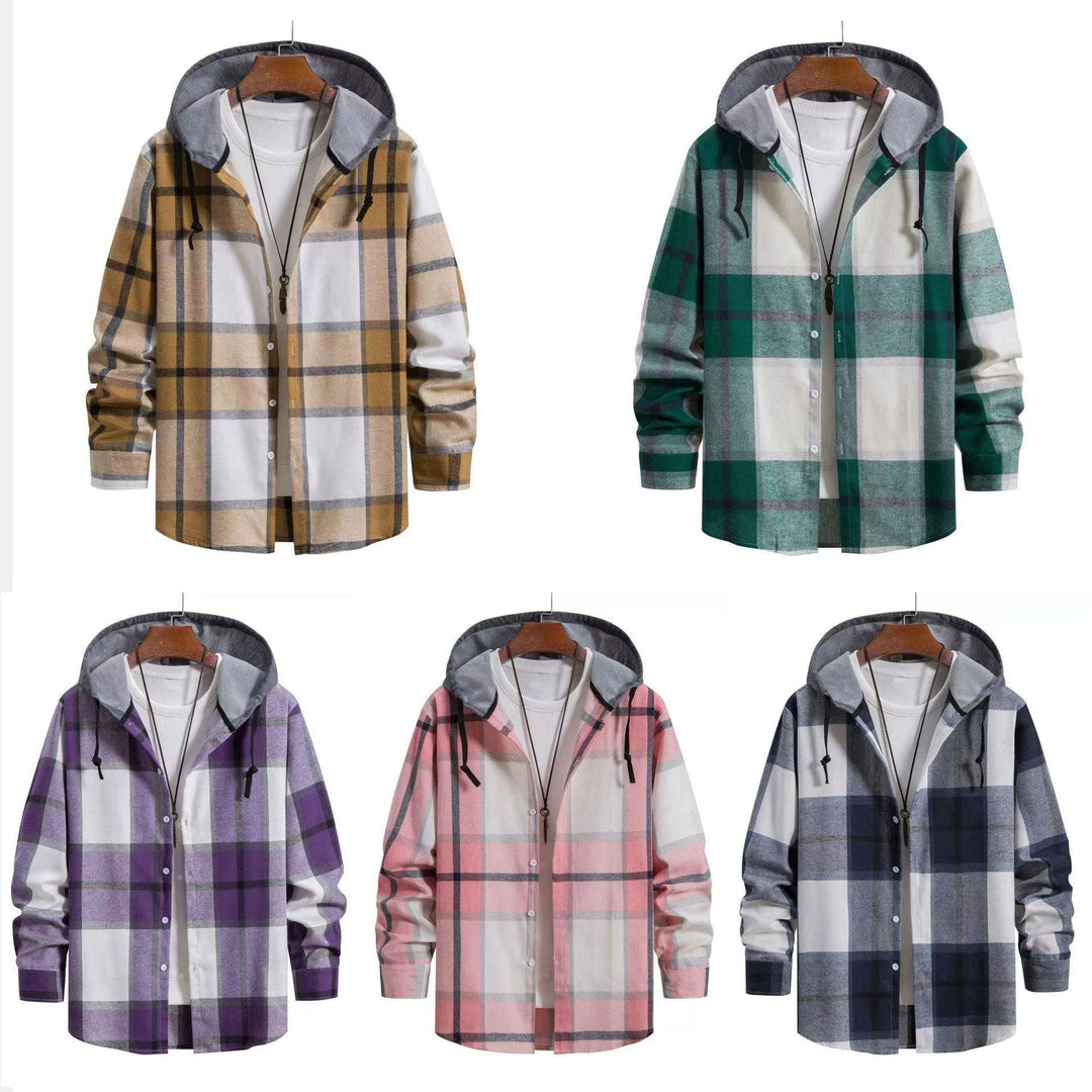 Korean Style Trendy Hooded Shirt Casual Men's Clothing - WOMONA.COM