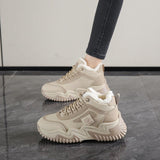 Fleece-lined Clunky Sneaker Female Warm Slugged Bottom Heighten Casual Shoes