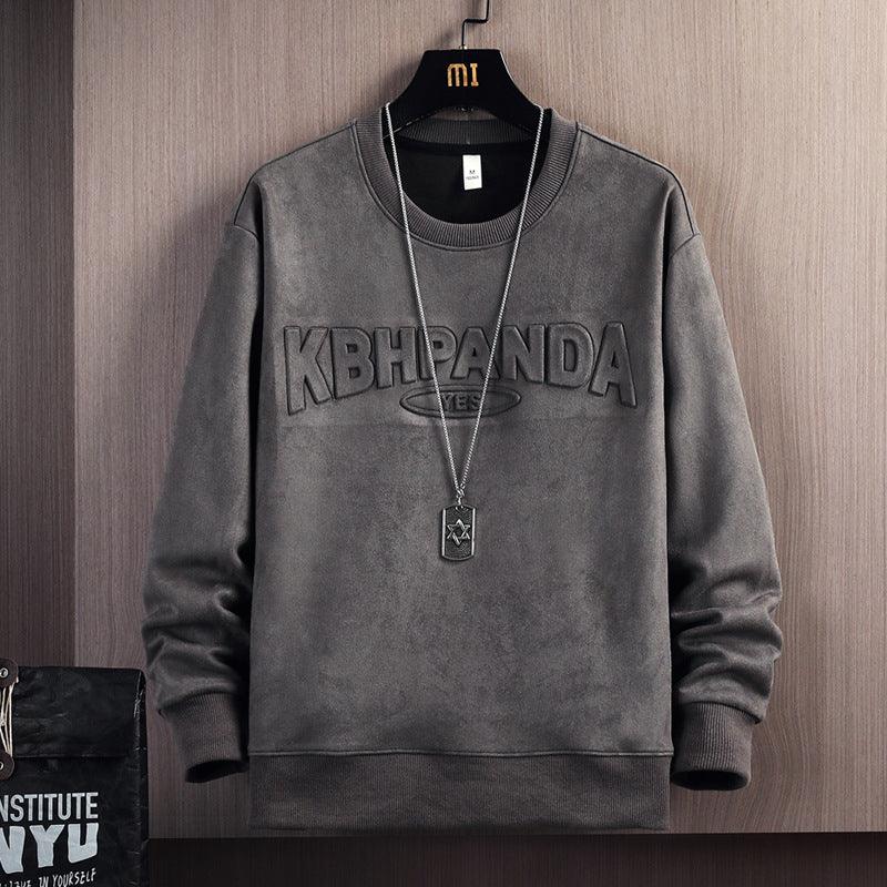 Suede Round Neck Sweater Loose Casual - WOMONA.COM