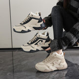 Fleece-lined Clunky Sneaker Female Warm Slugged Bottom Heighten Casual Shoes