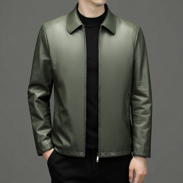 Lapel Ecological Real Leather Clothes Coat Leather Jacket Men - WOMONA.COM