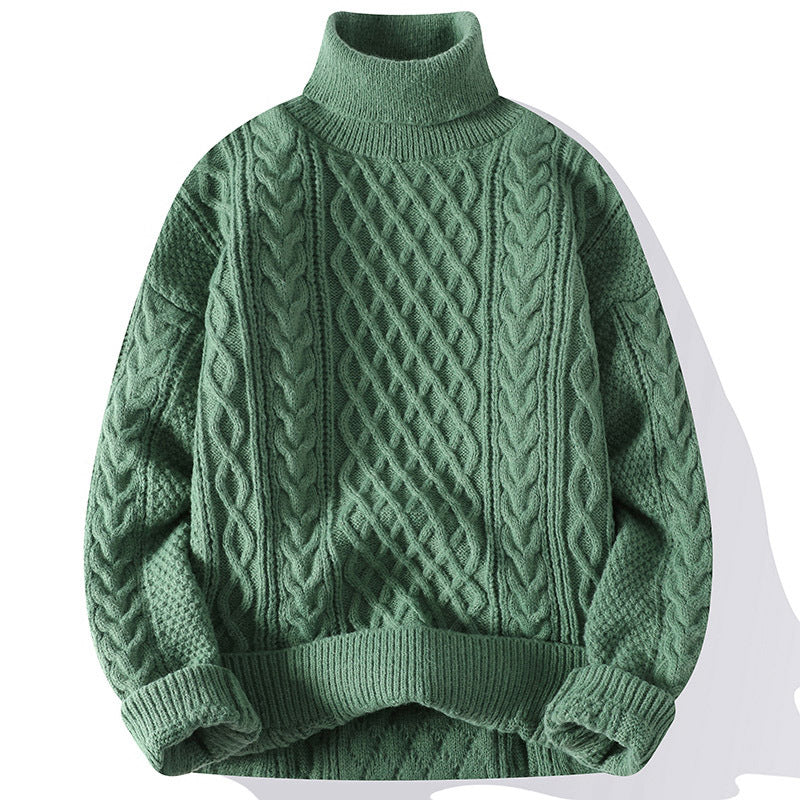 Vintage Jacquard Turtleneck Thick Sweater Men - WOMONA.COM