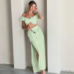 Women's Fashion Casual Cut-out Ruffled Jacquard Suit - WOMONA.COM